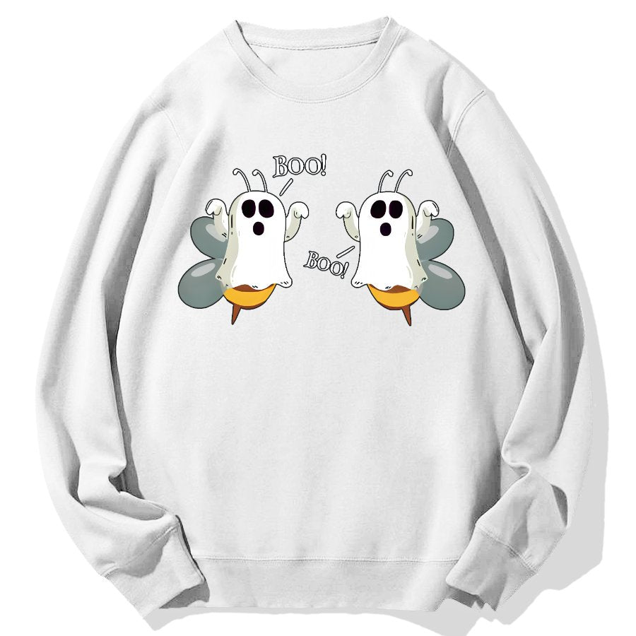 Ghost Bees Saying Boo Funny Halloween Geek Cotton Sweatshirt