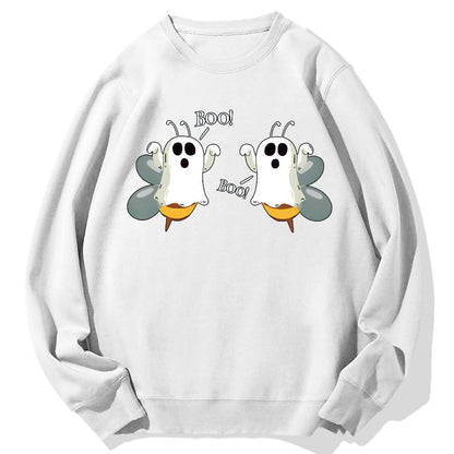 Ghost Bees Saying Boo Funny Halloween Geek Cotton Sweatshirt
