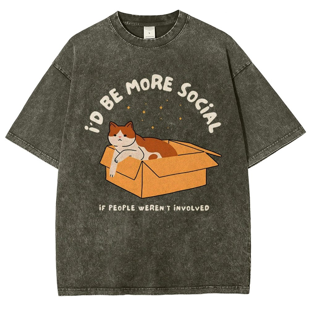 I'd Be More Social Vintage Distressed T-shirt