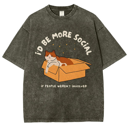 I'd Be More Social Vintage Distressed T-shirt