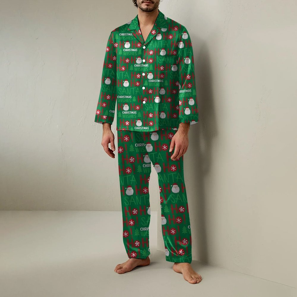 Unisex Christmas Print Geek Long Sleeve Pajama Set