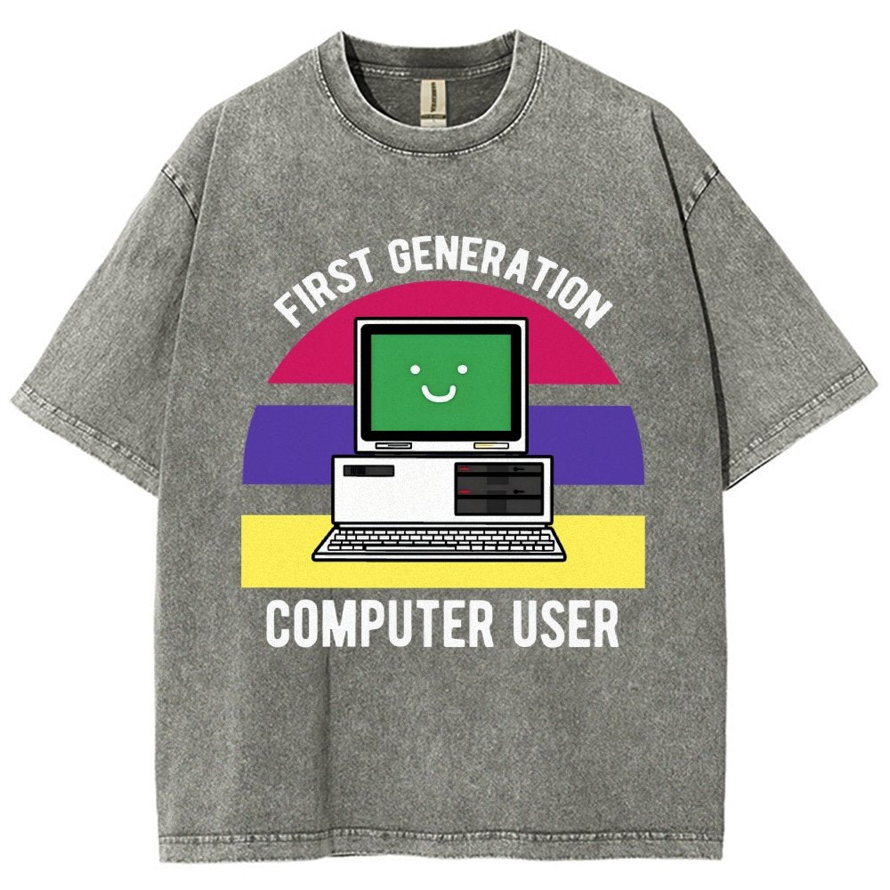 First Generation Computer User Vintage Distressed T-shirt