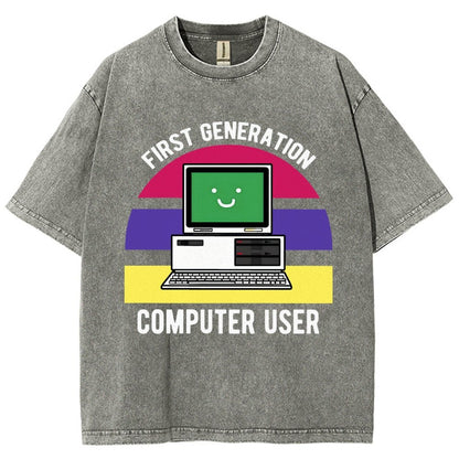 First Generation Computer User Vintage Distressed T-shirt