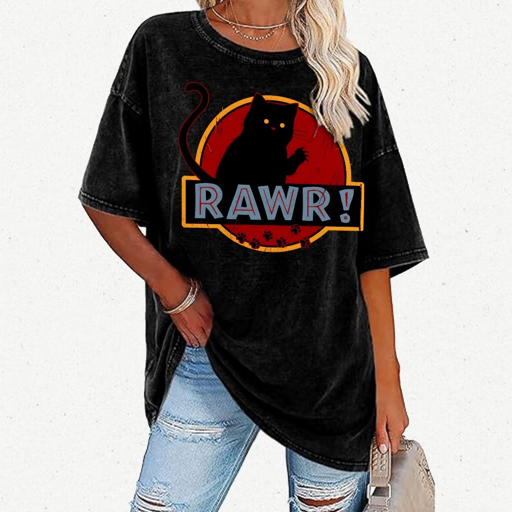 Rawr！Vintage Distressed T-shirt