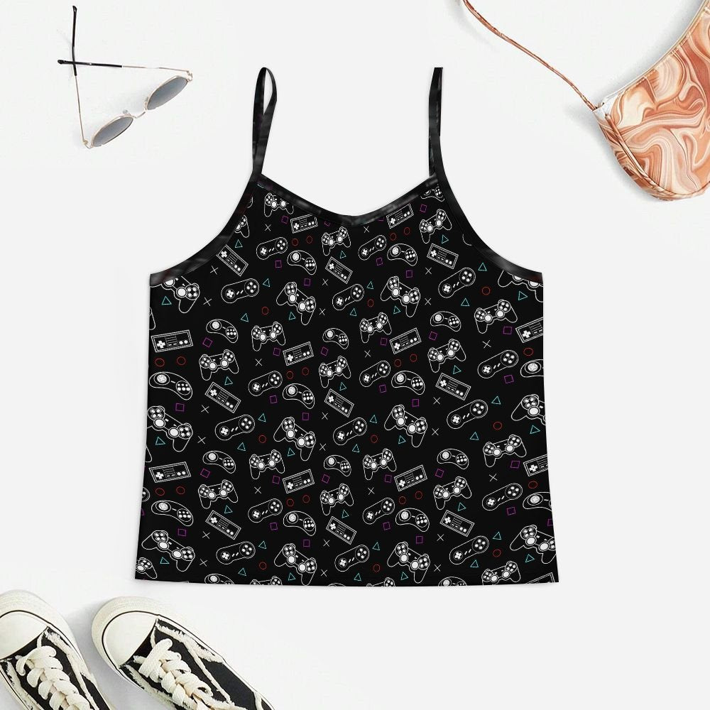 Retro Game Console Women's Geek Suspender Cami Set