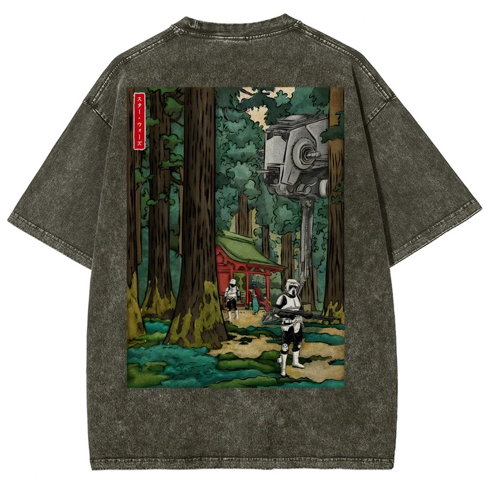 Cosmic Realm In Japanese Forest Washed T-Shirt