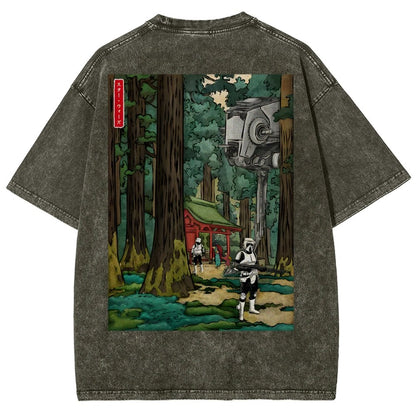 Cosmic Realm In Japanese Forest Washed T-Shirt