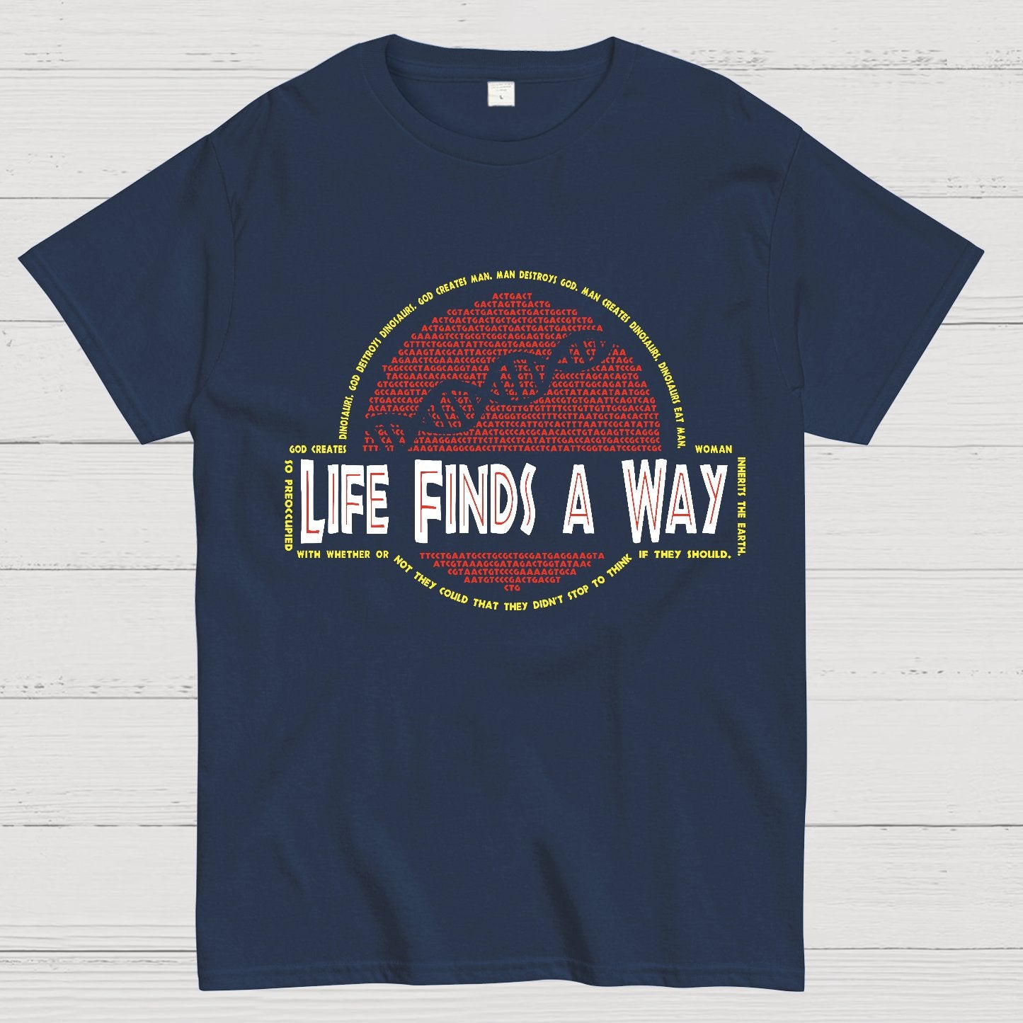 Dino DNA Typography Nerdy T-Shirt
