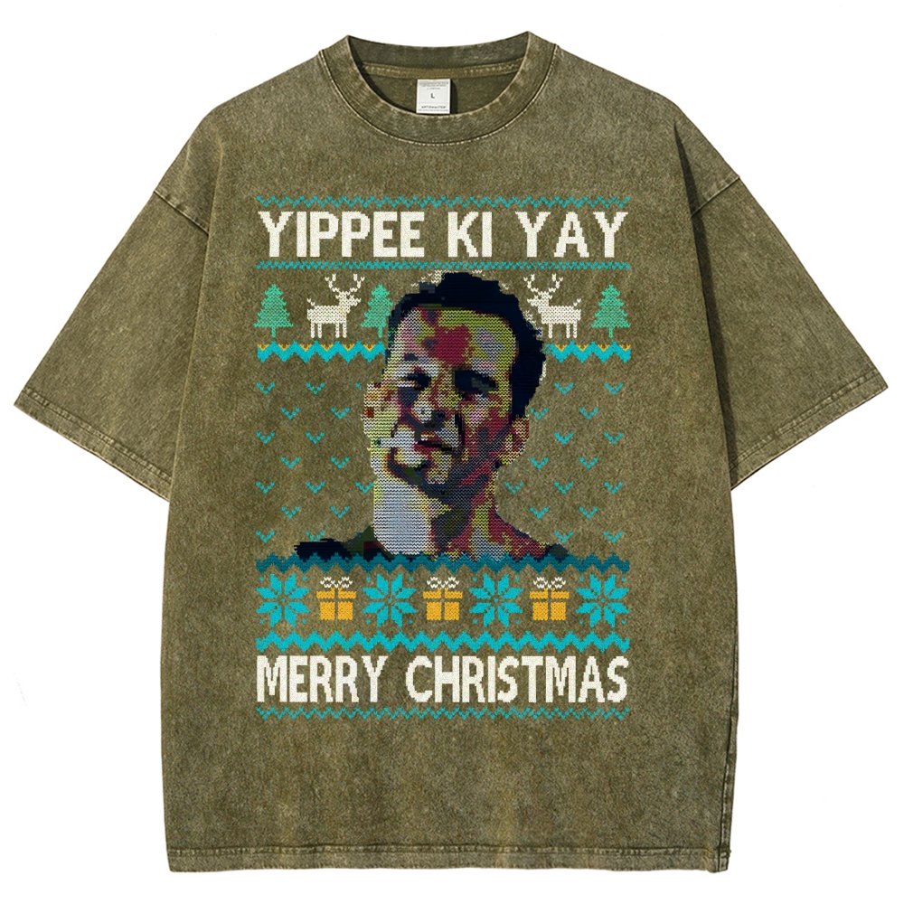 Yippee Ki Yay Christmas Vintage Distressed T-shirt