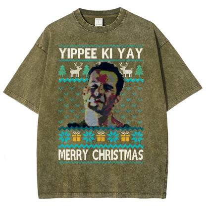 Yippee Ki Yay Christmas Vintage Distressed T-shirt
