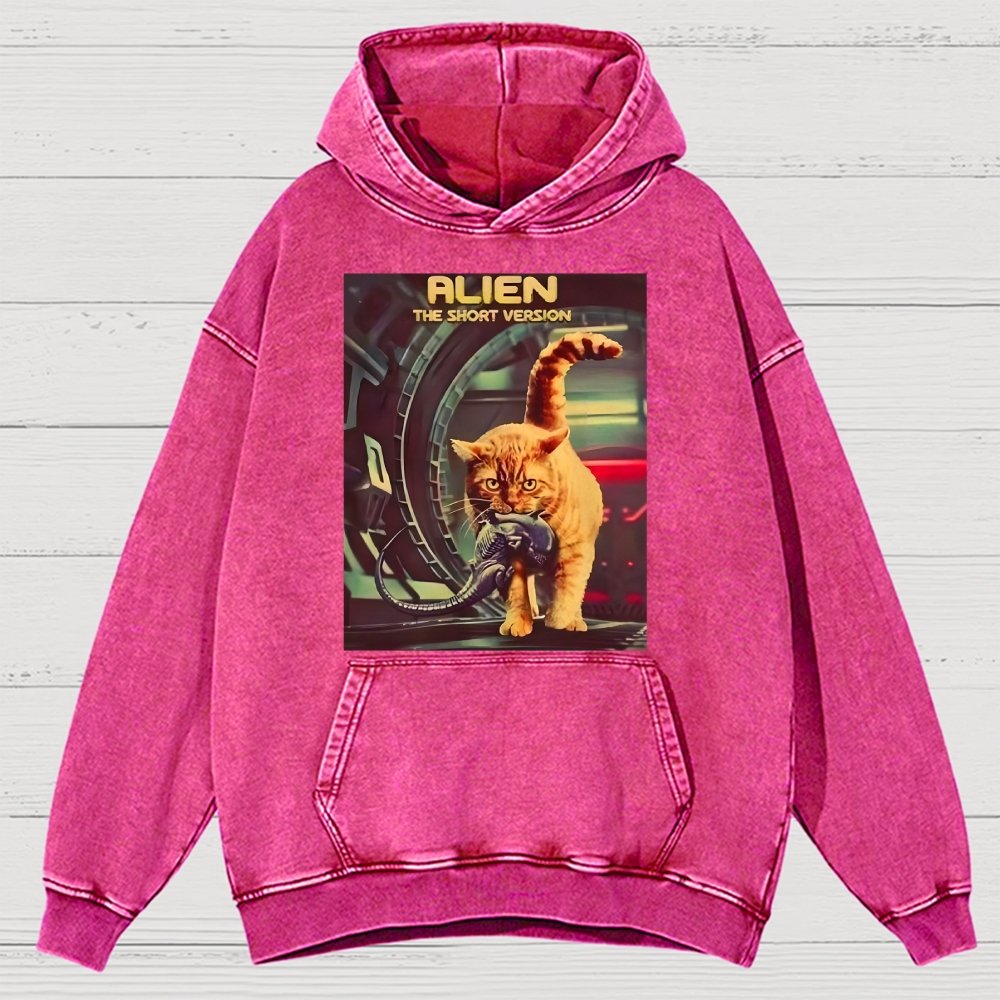 Mystery Cat Heavy Vintage Distressed Hoodie