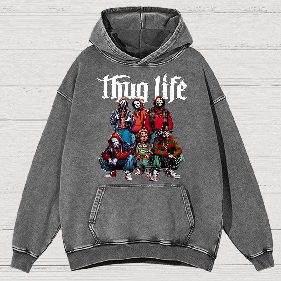 Thug Life Horror Movie Halloween Vintage Distressed Hoodie
