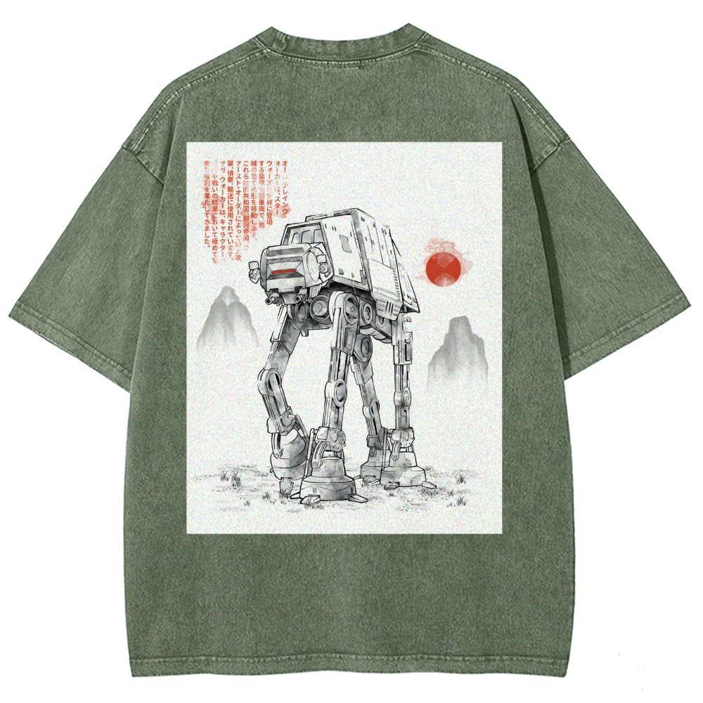 Astrobot Invention Armored Walker Back Print Washed T-Shirt