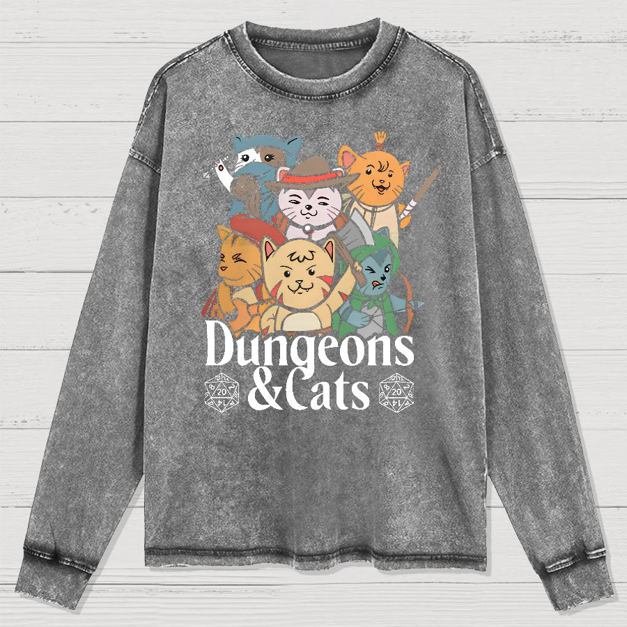 Dungeons and Cats Washed Long Sleeve Tee