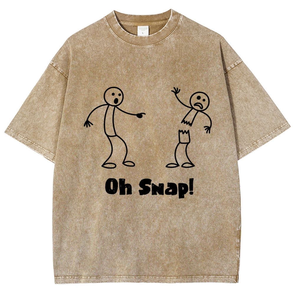 Oh Snap Funny Stick Figure Slogan Saying Vintage Distressed T-shirt
