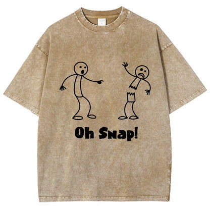 Oh Snap Funny Stick Figure Slogan Saying Vintage Distressed T-shirt