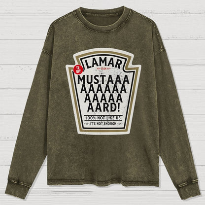 Lamar Mustard TV Off Essential Washed Long Sleeve Tee