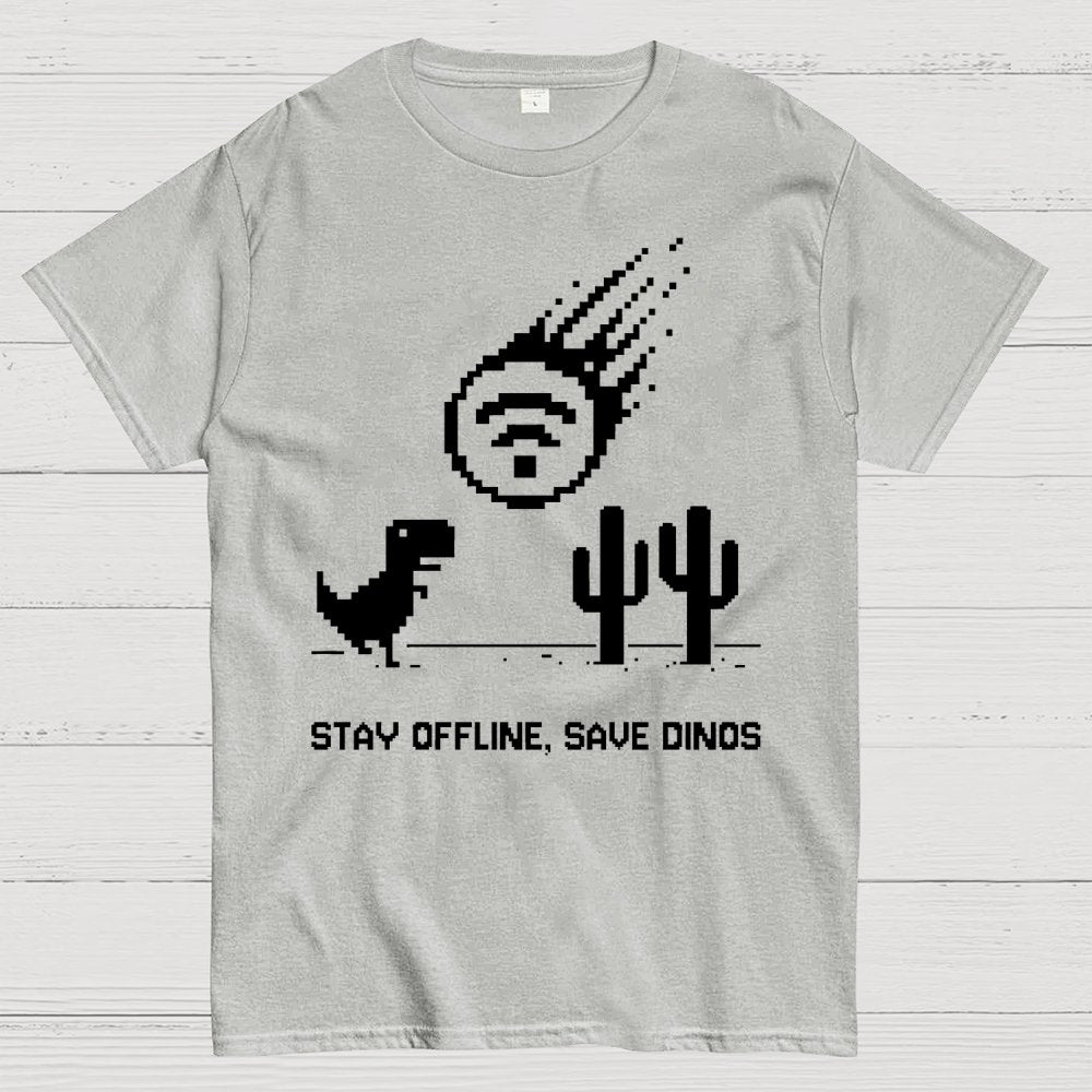 Stay Offline, Save dinos Geek T-Shirt
