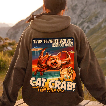 The Giant Cat Crab Geek Printed Back Cotton Hoodie