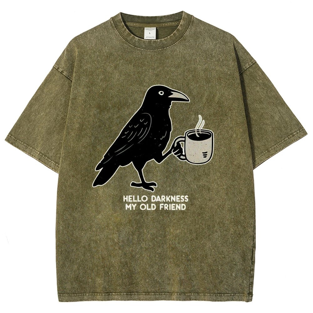 Raven Crow Coffee Vintage Distressed T-shirt
