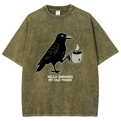 Raven Crow Coffee Vintage Distressed T-shirt