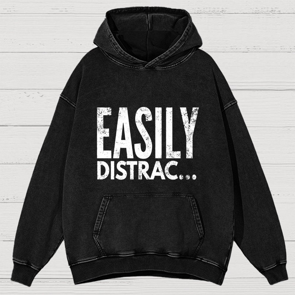 Easily Distrac  Vintage Distressed Hoodie