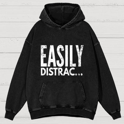 Easily Distrac  Vintage Distressed Hoodie