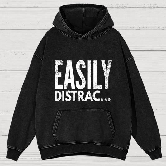 Easily Distrac  Vintage Distressed Hoodie