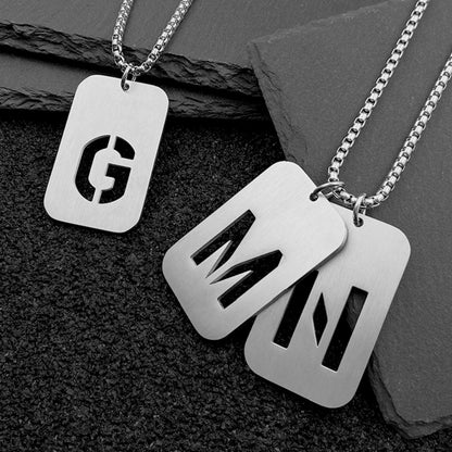Your Exclusive Letter, Stainless Steel Square Pendant Necklace