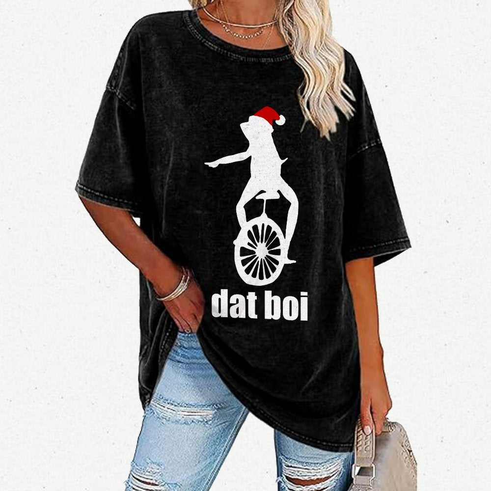 Christmas Here Comes Dat Boi Waddup Meme Vintage Distressed T-shirt
