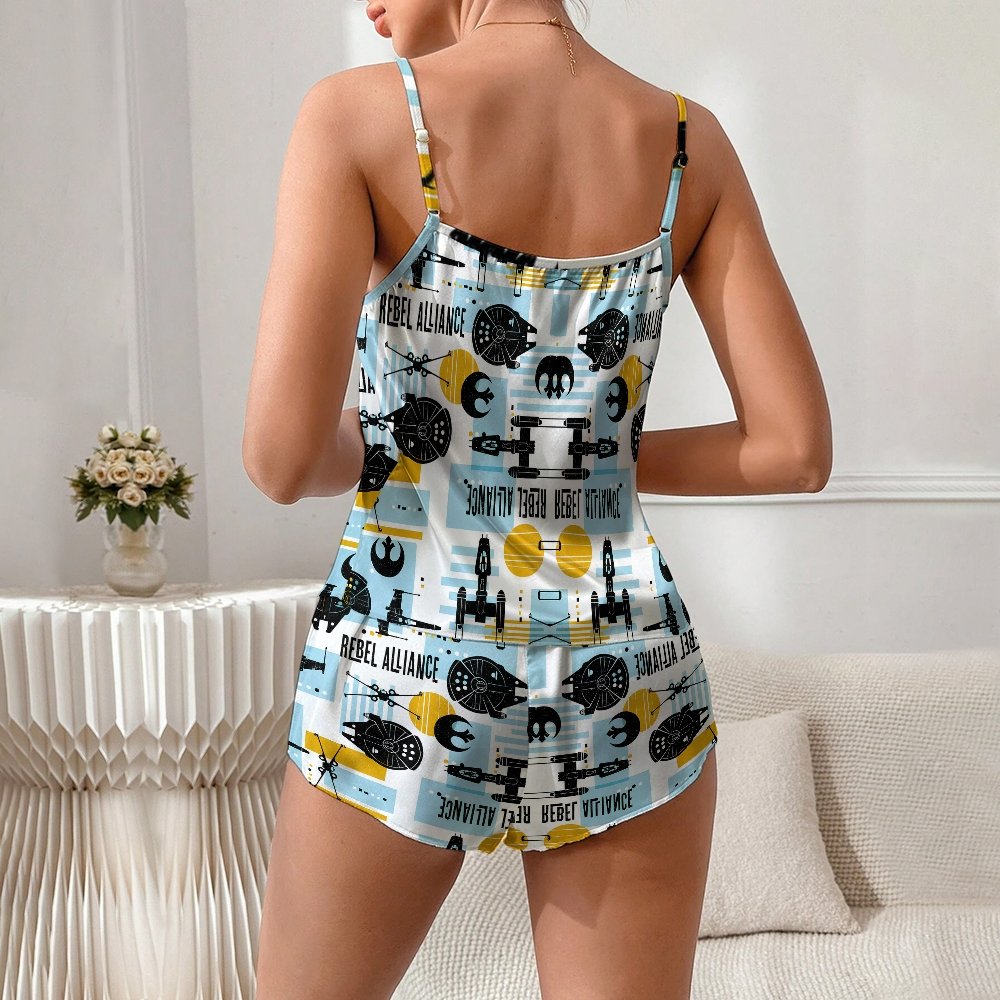 Print  Women's Geek Suspender Cami Set