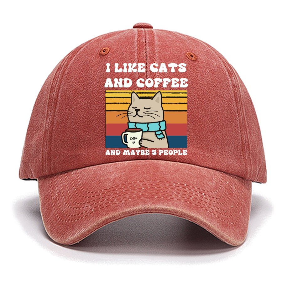 I Like Cats And Coffee And Maybe 3 People Funny Nerd Cotton Hat