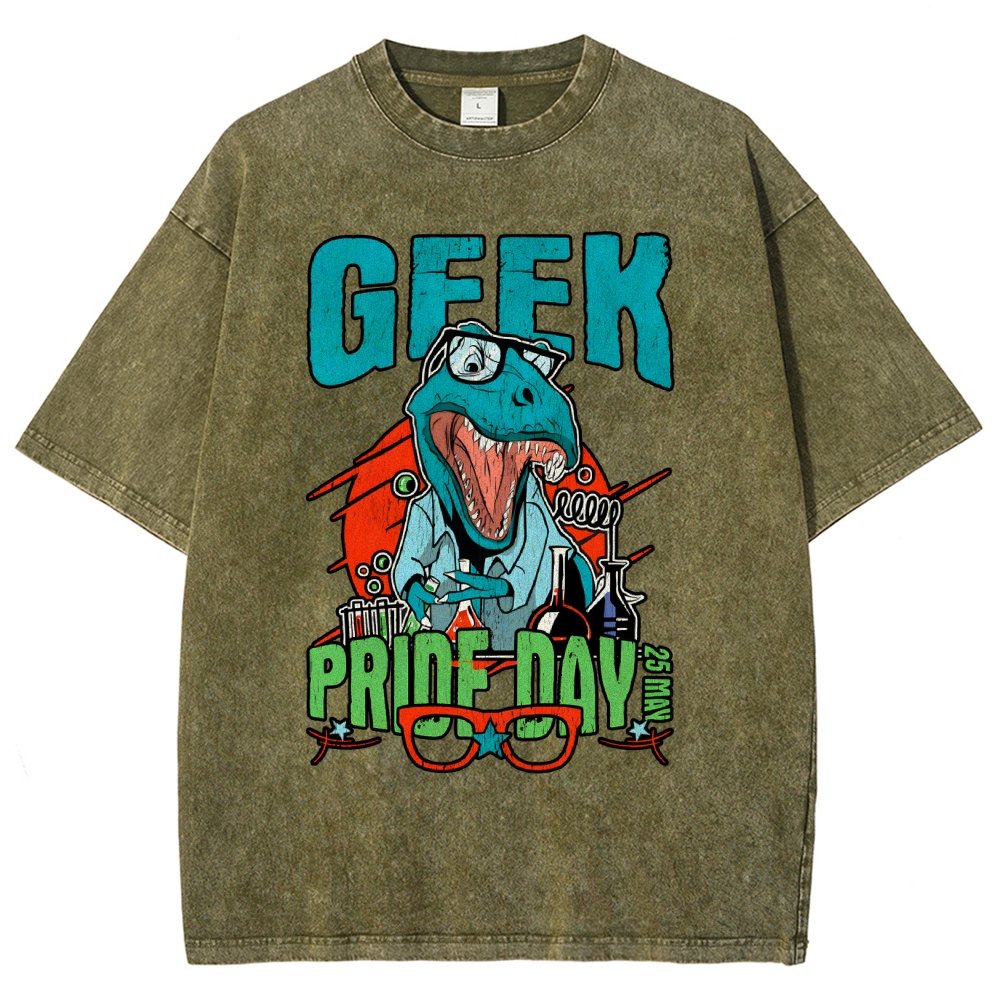 Geek Pride Day Dinosaur Rex Vintage Distressed T-shirt