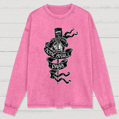 None Shall Pass Washed Long Sleeve Tee