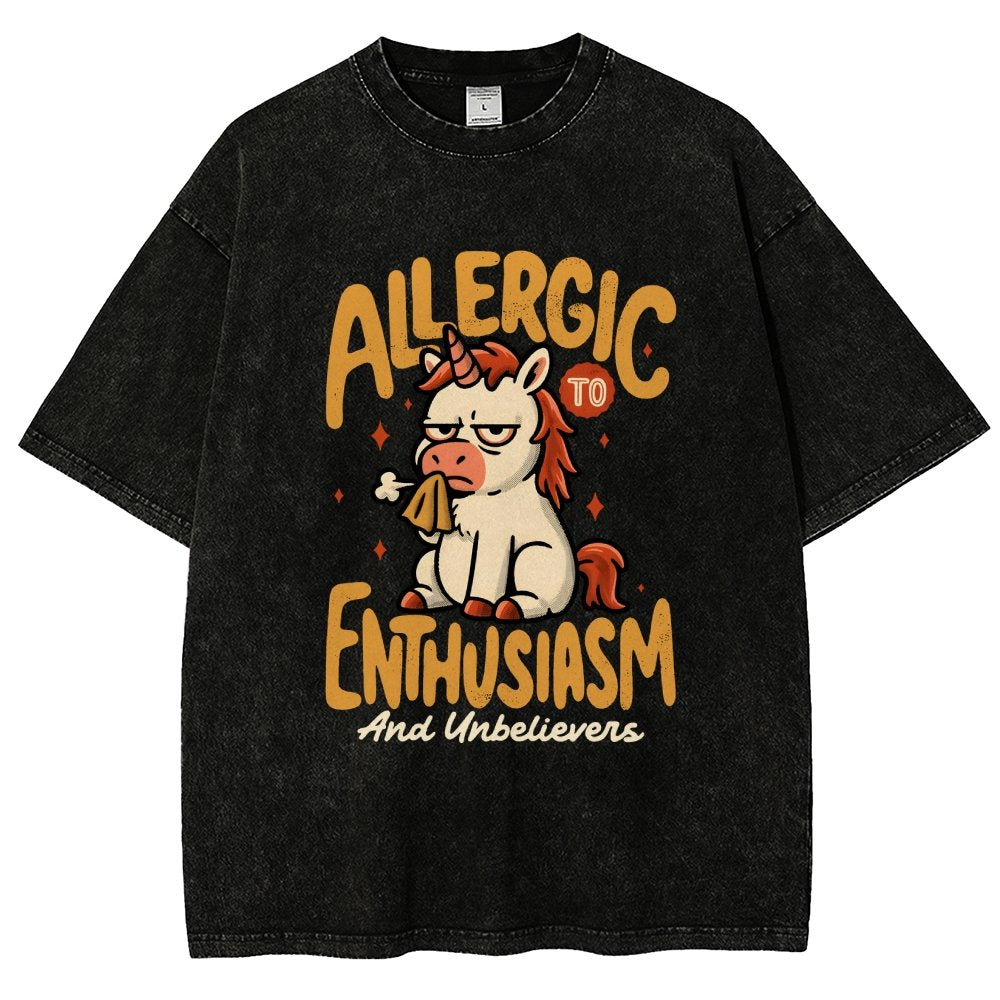 Allergic to Enthusiasm Vintage Distressed T-shirt