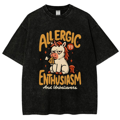 Allergic to Enthusiasm Vintage Distressed T-shirt