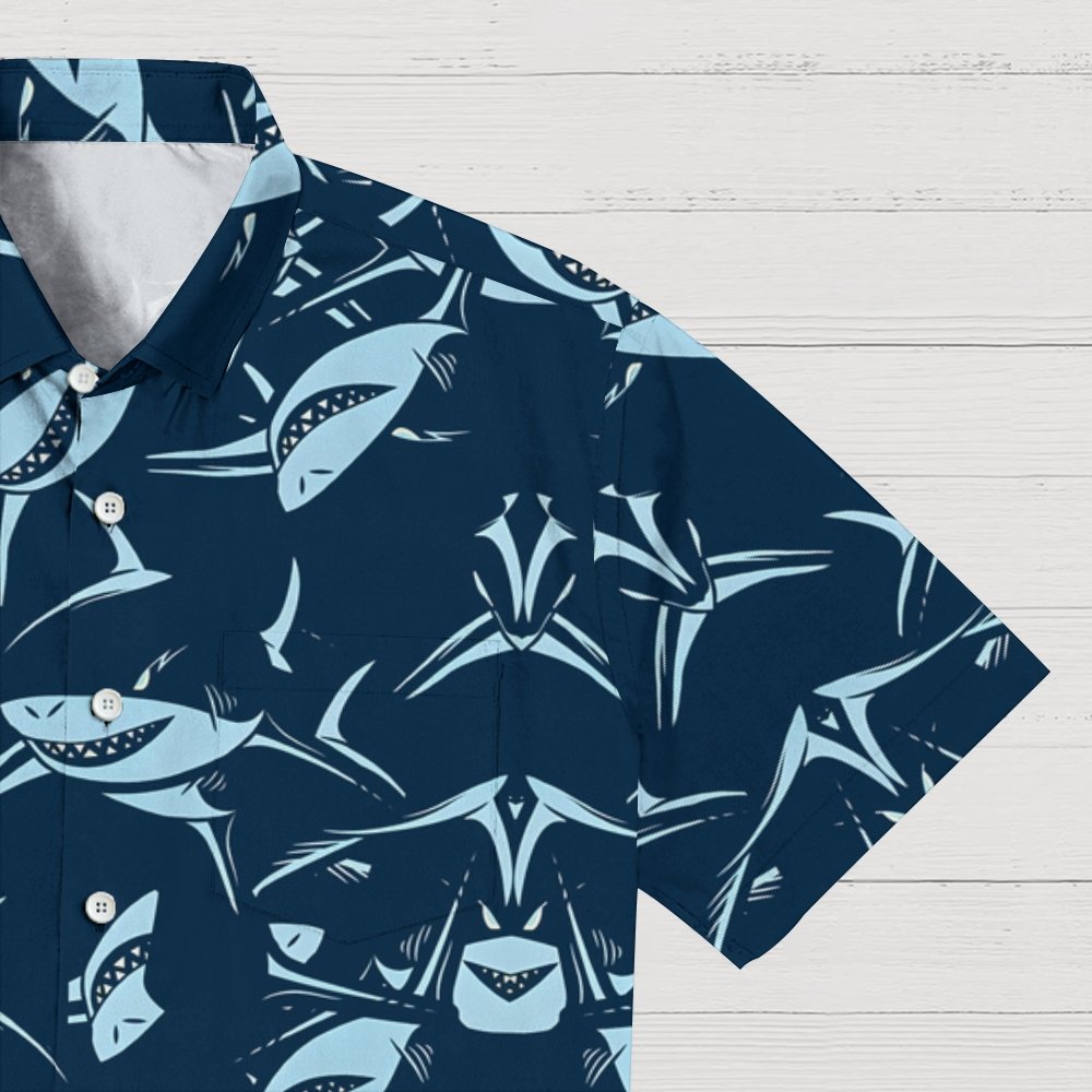 Shark Art Printed Geek Hawaiian Shirt