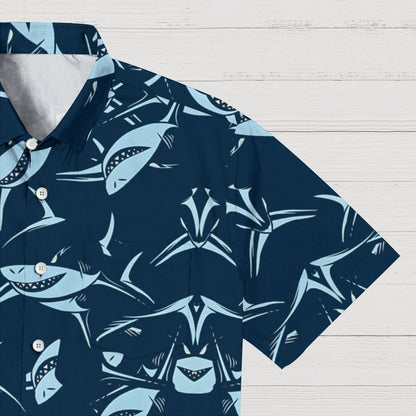 Shark Art Printed Geek Hawaiian Shirt