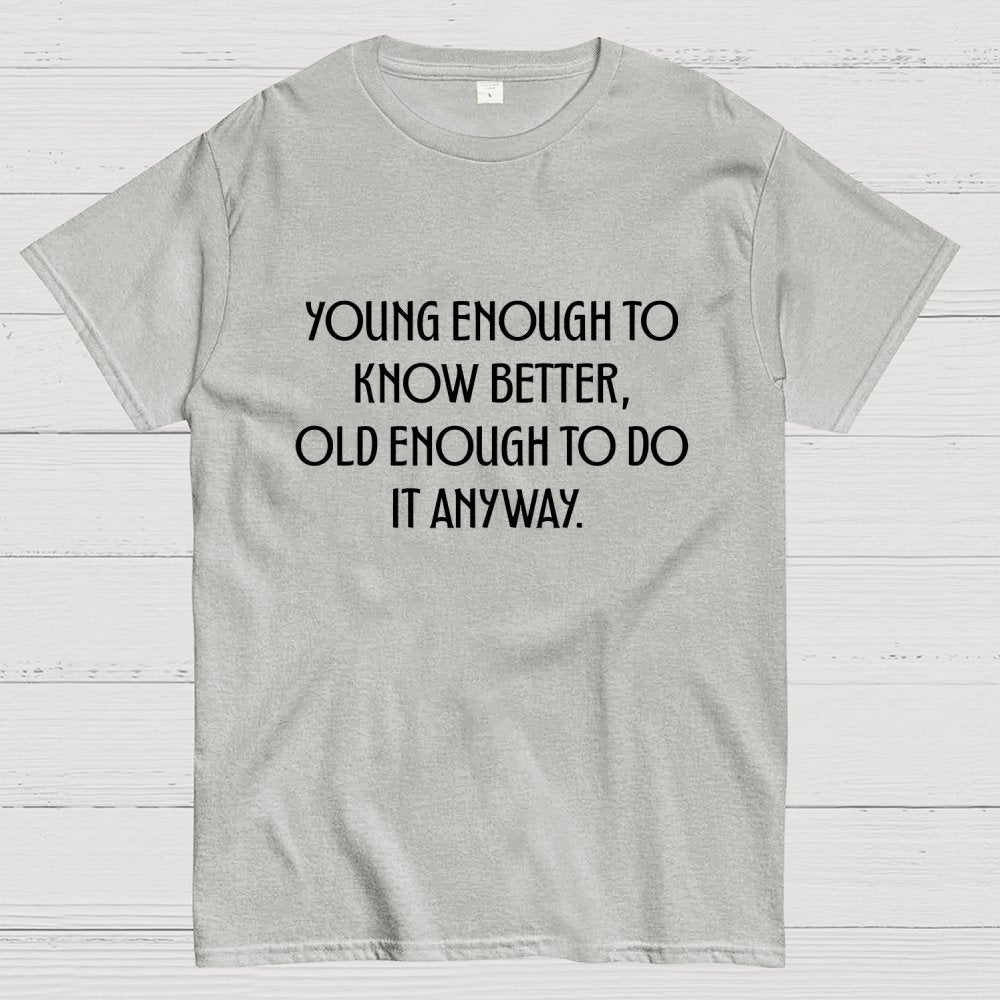 Young Enough To Know Better Old Enough To Do It Anyway Geek T-Shirt