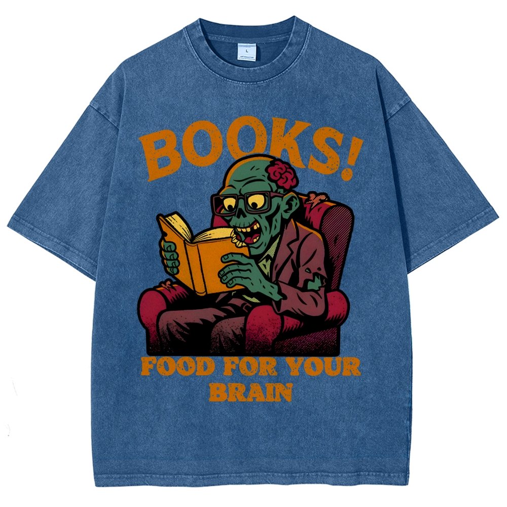 Books! Food For Your Brain Vintage Distressed T-shirt