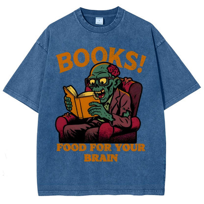 Books! Food For Your Brain Vintage Distressed T-shirt