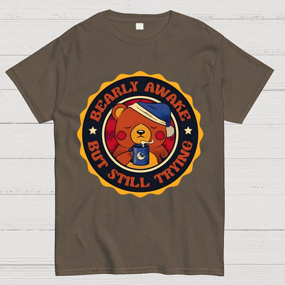 Bearly Awake But Still Trying Bear Unisex Geek T-Shirt