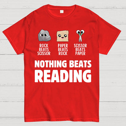 Nothing Beats Reading Librarian Book Bookworm Geek T-Shirt