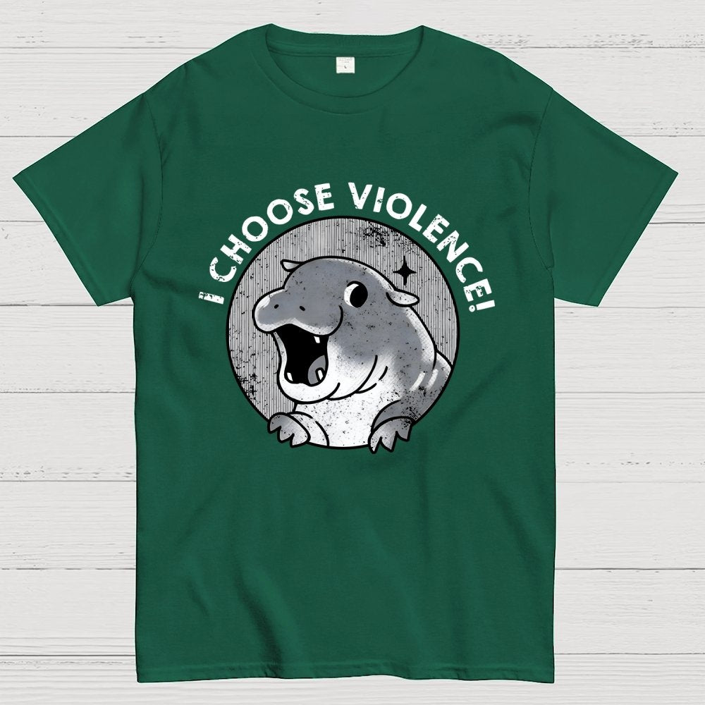 I Choose Violence Cute Hippo Geek T-Shirt