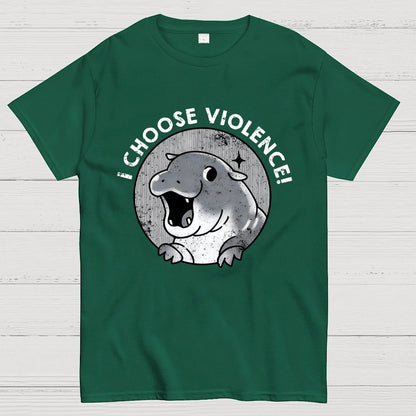 I Choose Violence Cute Hippo Geek T-Shirt