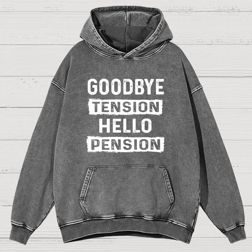 Funny Retirement Goodbye Tension Hello Pension Vintage Distressed Hoodie