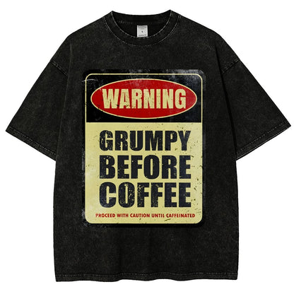 Grumpy Before Coffee Vintage Distressed T-shirt 2412001060