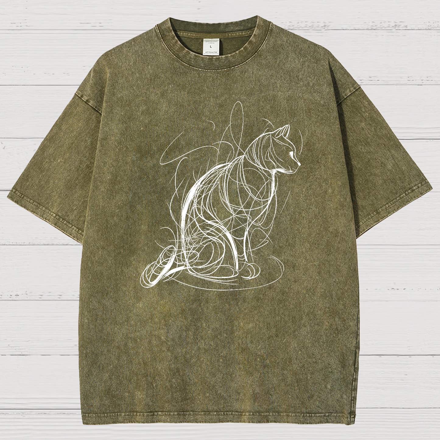 Cat lines Vintage Distressed T-shirt