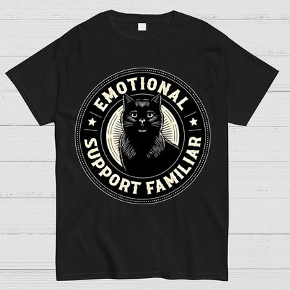 Emotional Support Familiar Black Cat Geek T-Shirt