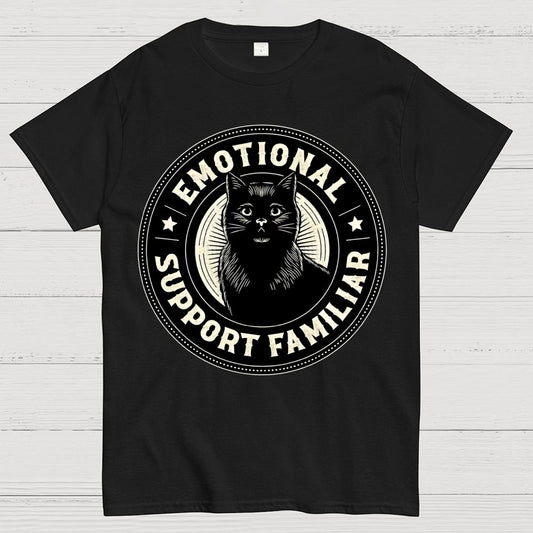 Emotional Support Familiar Black Cat Geek T-Shirt